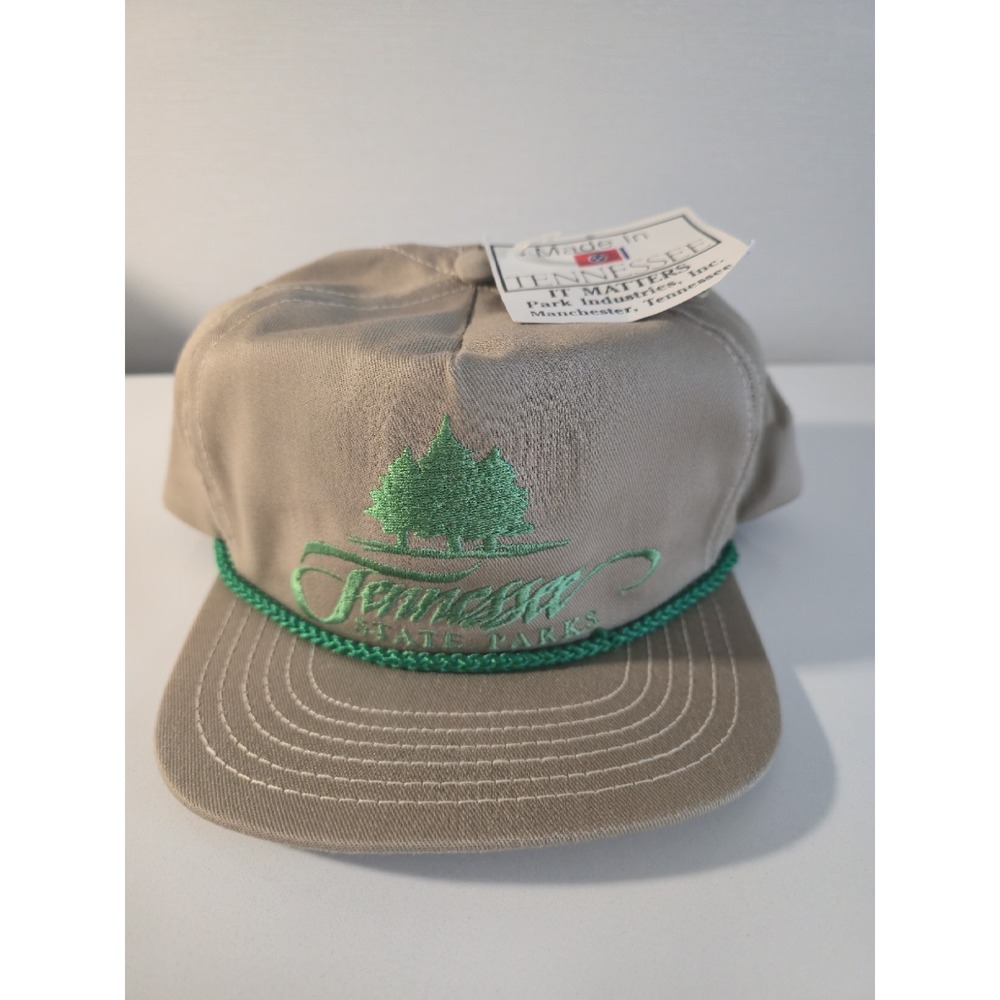 Vintage Tennessee State Parks Rope Trucker Leather Strapback Made In USA Hat Cap